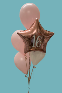 Personalised Milestone foil and 4 latex bouquet