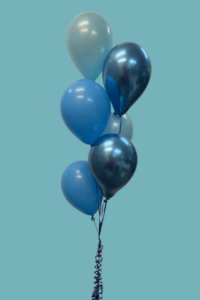 6 blue latex balloon bouquet