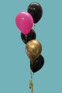 5 black, pink and gold latex balloon bouquet