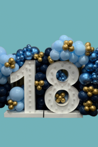 Double light-up numbers with balloon garland