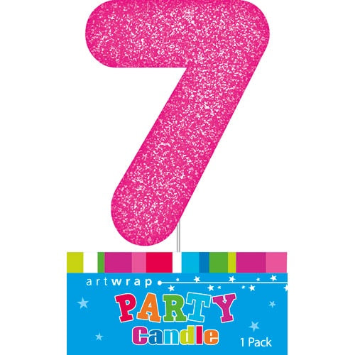 Artwrap Glitter Pink - Number 7 Candle