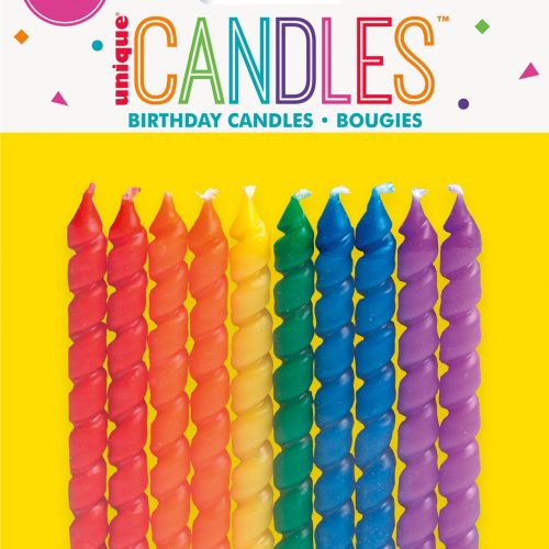 10 Spiral Candles Rainbow