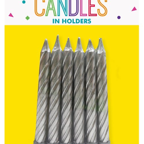 12 Metallic Candles Holders - Silver