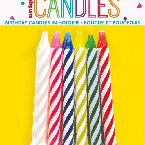 12 Spiral Candles In Holders