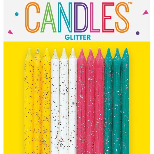 12 Glitter Candles - Multi