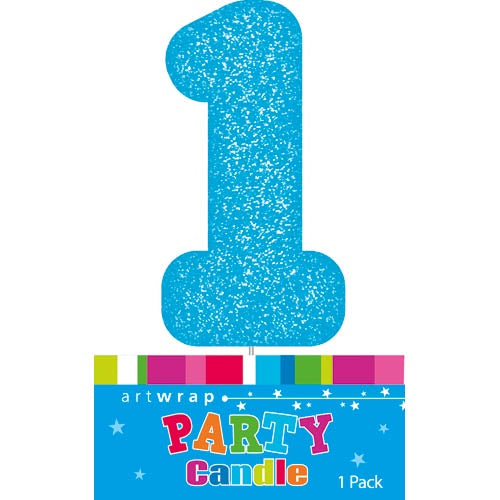 Artwrap Glitter Blue - Number 1 Candle