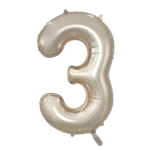 34-inch champagne foil number 3 balloon