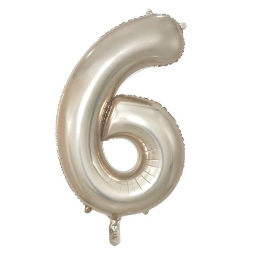 34-inch champagne foil number 6 balloon