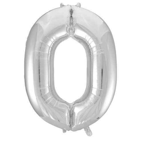 34-inch silver foil number 0 balloon
