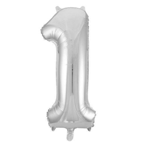 34-inch silver foil number 1 balloon