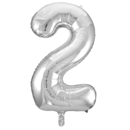 34-inch silver foil number 2 balloon
