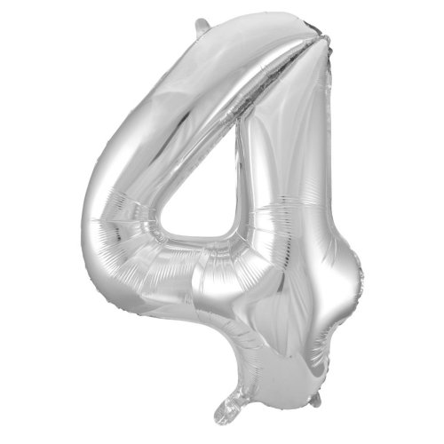 34-inch silver foil number 4 balloon