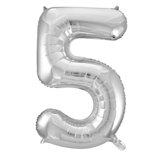 34-inch silver foil number 5 balloon