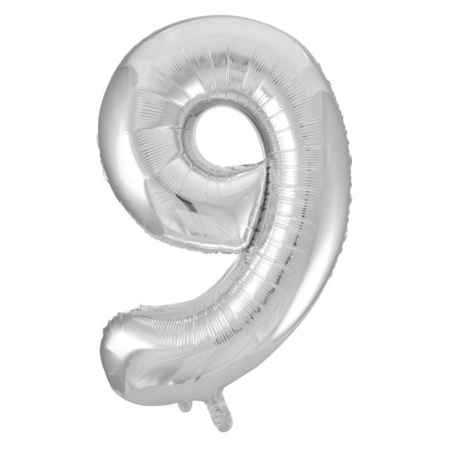 34-inch silver foil number 9 balloon