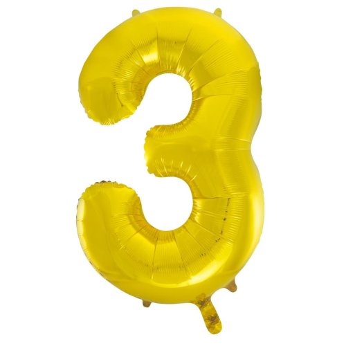 34-inch gold foil number 3 balloon