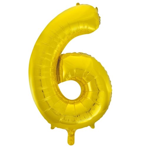 34-inch gold foil number 6 balloon