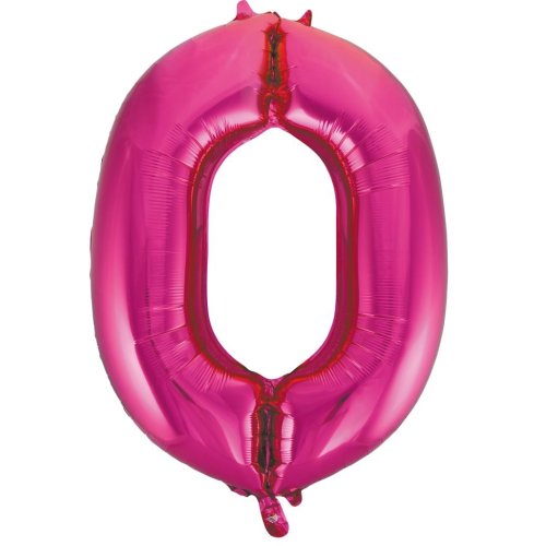 34-inch magenta foil number 0 balloon