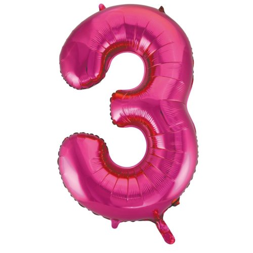 34-inch magenta foil number 3 balloon