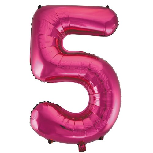 34-inch magenta foil number 5 balloon