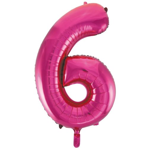 34-inch magenta foil number 6 balloon