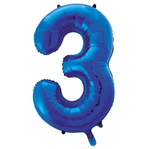 34-inch royal blue foil number 3 balloon