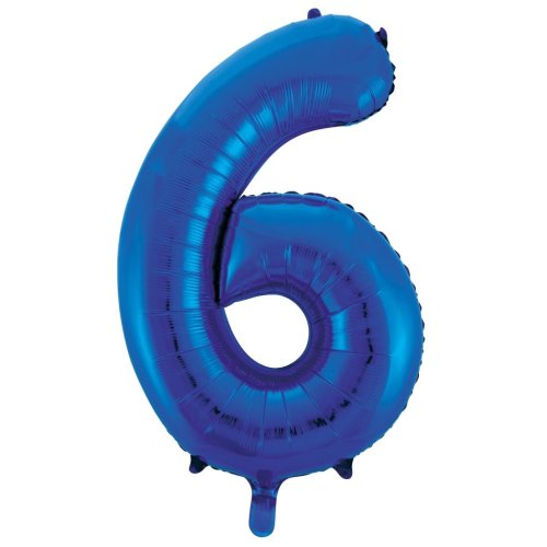 34-inch royal blue foil number 6 balloon