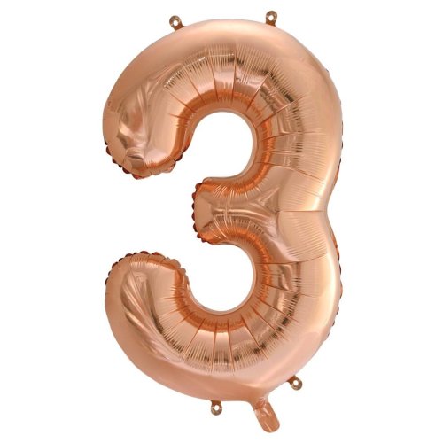 34-inch rose gold foil number 3 balloon
