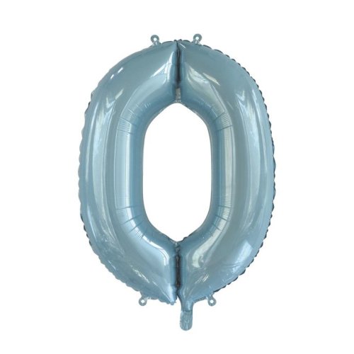 34-inch light blue foil number 0 balloon