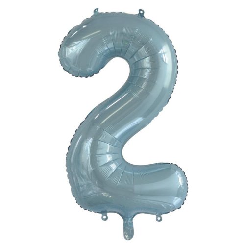 34-inch light blue foil number 2 balloon