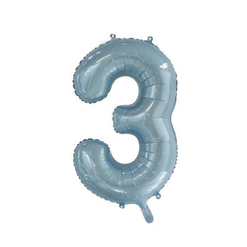 34-inch light blue foil number 3 balloon