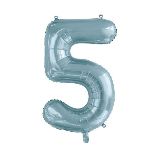 34-inch light blue foil number 5 balloon