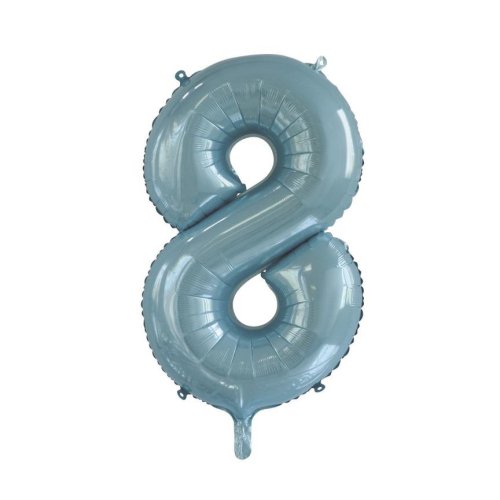 34-inch light blue foil number 8 balloon