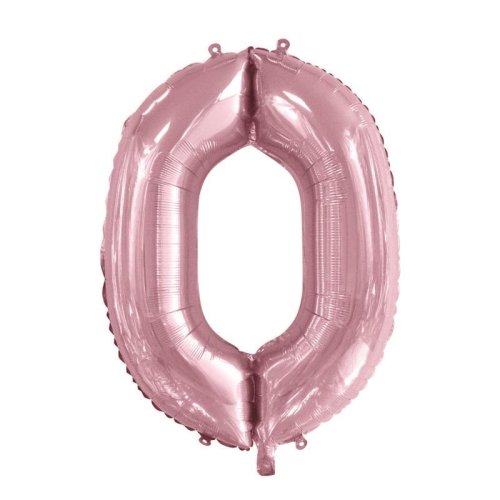 34-inch light pink foil number 0 balloon