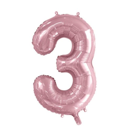 34-inch light pink foil number 3 balloon