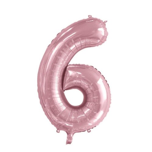 34-inch light pink foil number 6 balloon