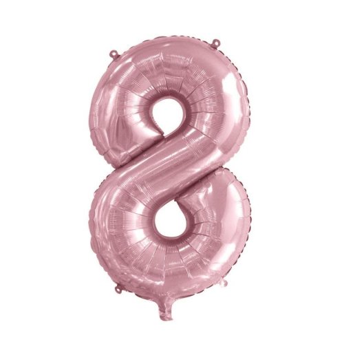 34-inch light pink foil number 8 balloon