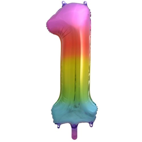 34-inch rainbow splash foil number 1 balloon