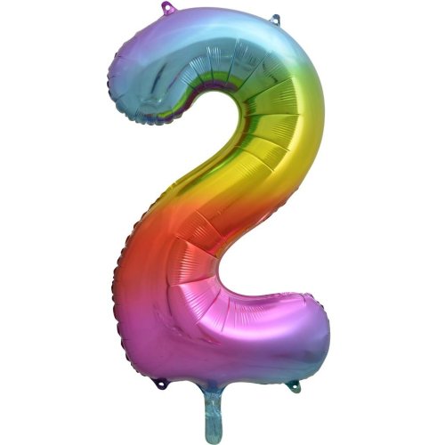 34-inch rainbow splash foil number 2 balloon