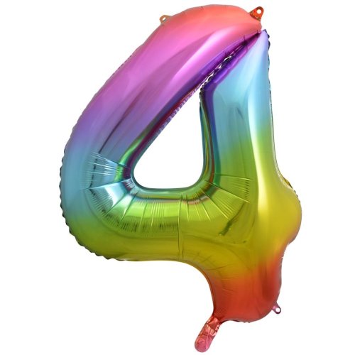 34-inch rainbow splash foil number 4 balloon