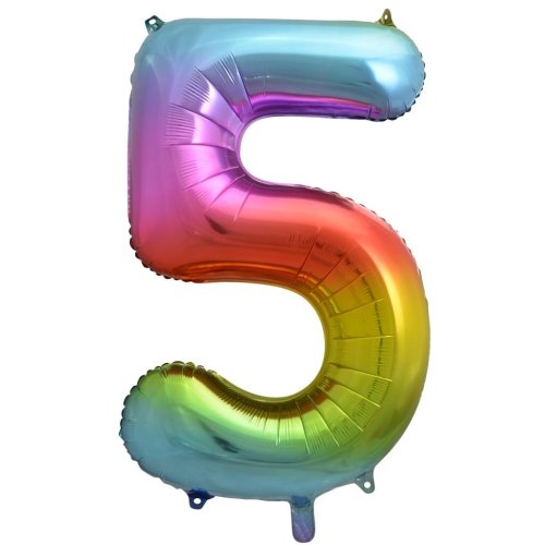 34-inch rainbow splash foil number 5 balloon