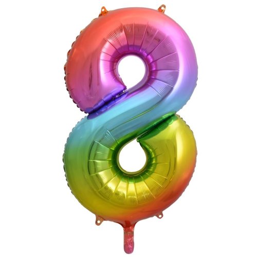 34-inch rainbow splash foil number 8 balloon