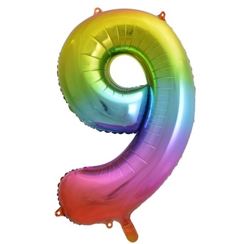 34-inch rainbow splash foil number 9 balloon