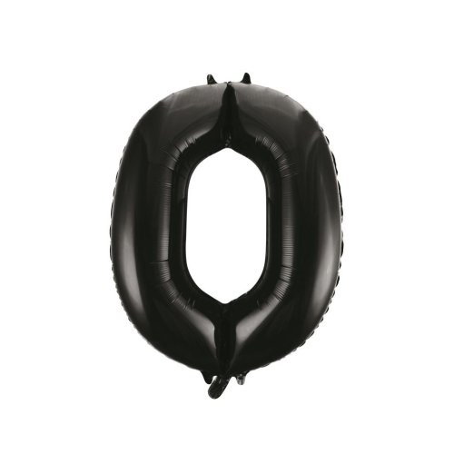 34-inch black foil number 0 balloon