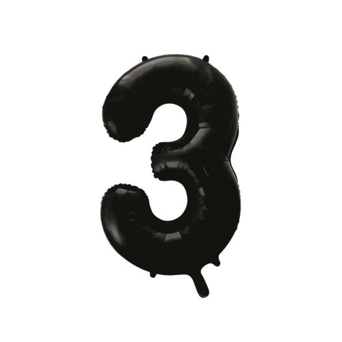 34-inch black foil number 3 balloon