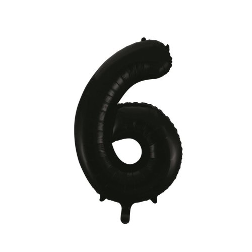 34-inch black foil number 6 balloon