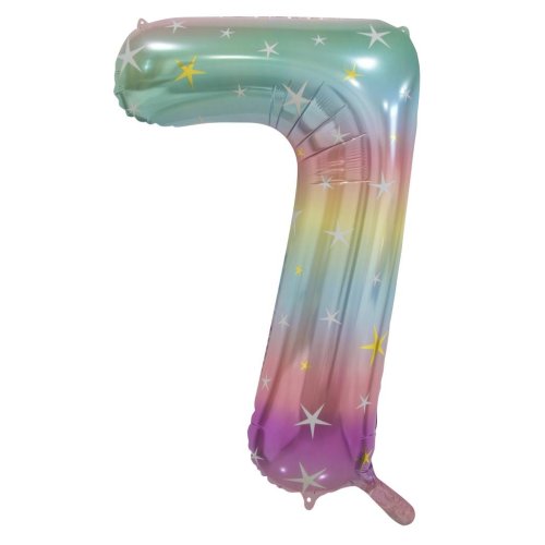 34-inch pastel rainbow foil number 7 balloon