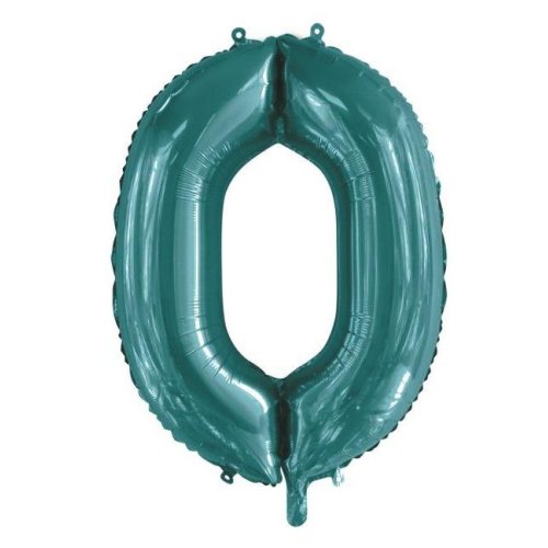 34-inch teal foil number 0 balloon