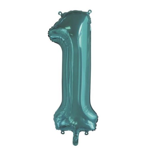 34-inch teal foil number 1 balloon