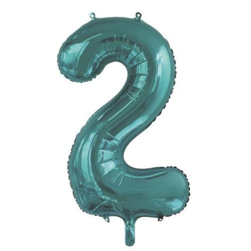 34-inch teal foil number 2 balloon