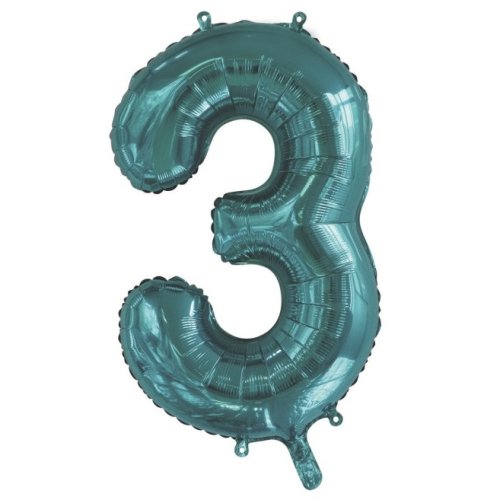 34-inch teal foil number 3 balloon